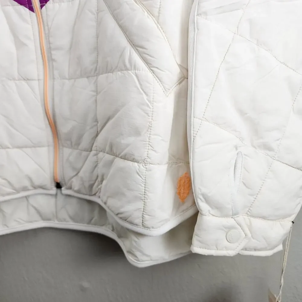 FP Movement Hatch Maternity Chevron Quilted Puffer Jacket Coat Ivory Small S NWT